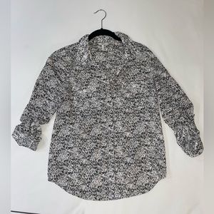 Joie black and white patterned blouse XS
